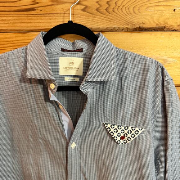 Scotch & Soda True Gentleman Button Down Shirt Flip Cuff Large Gingham - Picture 3 of 5